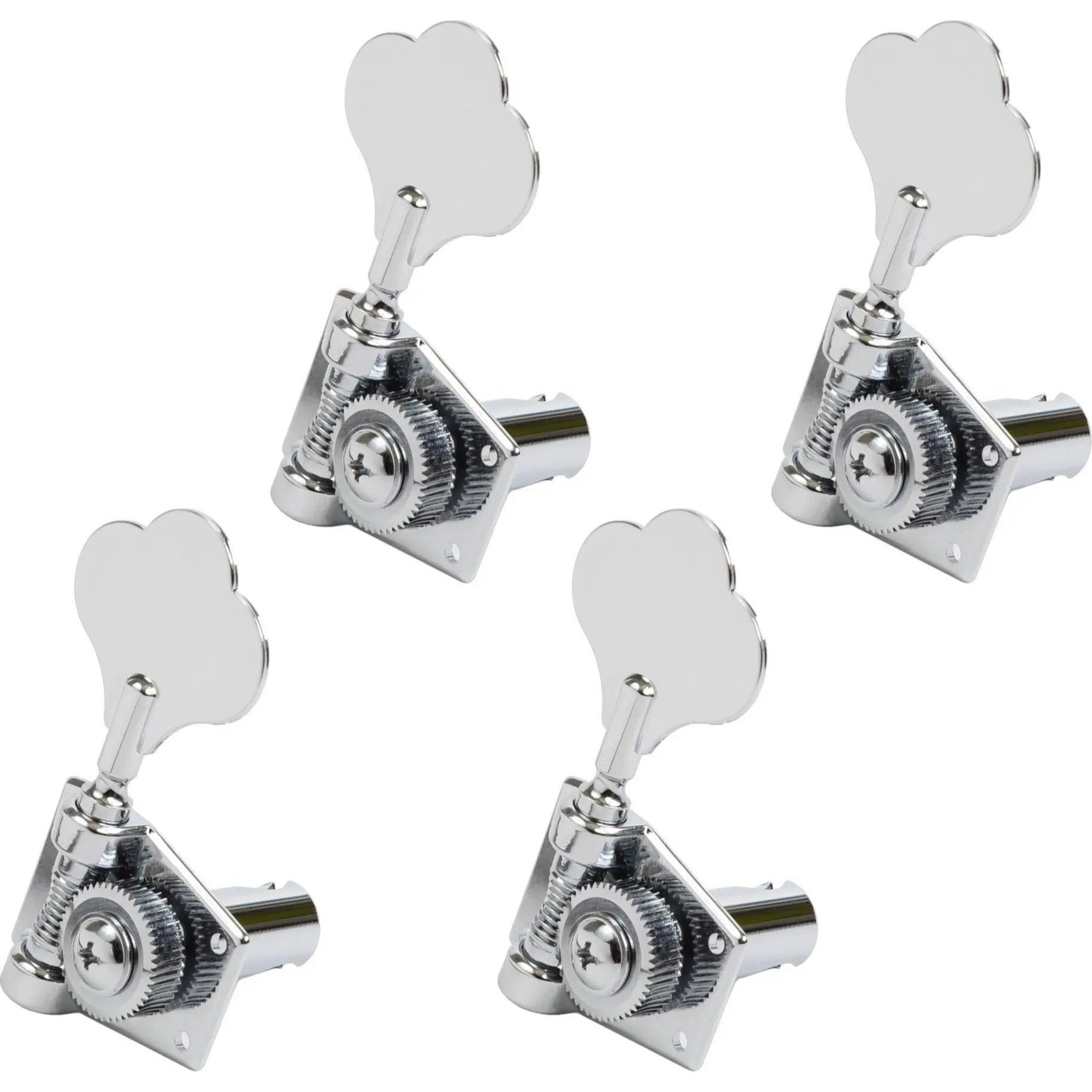 Graph Tech PRB 4401 C0 Ratio Bass Machine Heads Open Back met klassieke klaverbladknop – 4-op-een-rij – links – Chroom