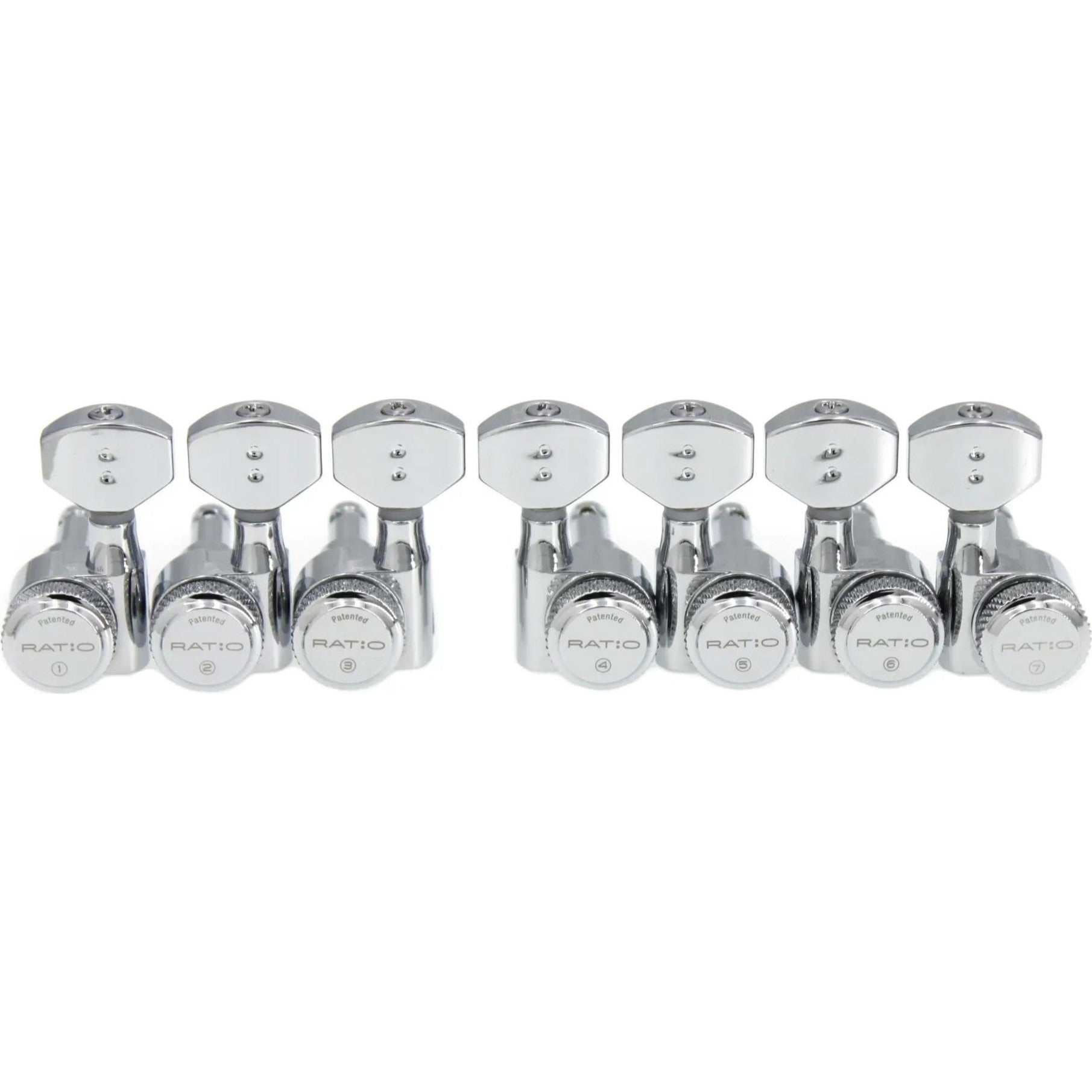 Graph Tech PRL 8521 C7 Ratio Electric Locking Machine Heads met Contemporary knop - 7-Snarig, 4 + 3 - Chroom