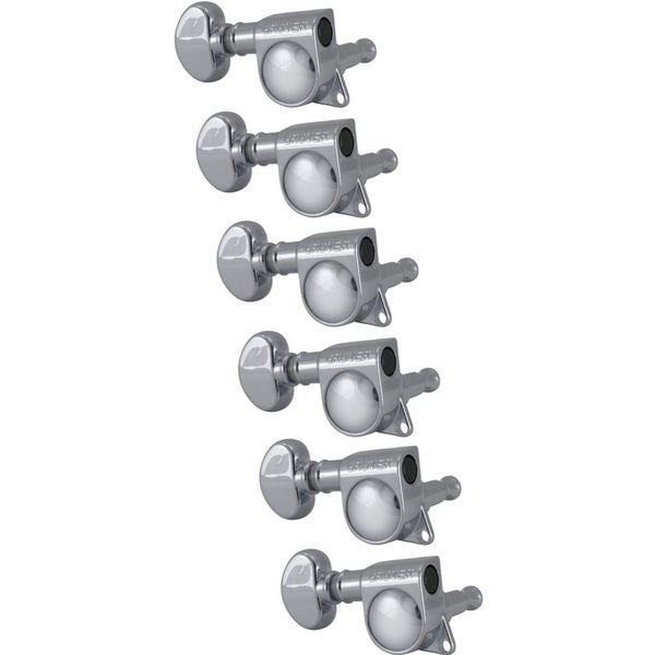 Grover 305 CL6 Mid-Size Rotomatics with Round Button Chrome Gitaar stemmechanieken set
