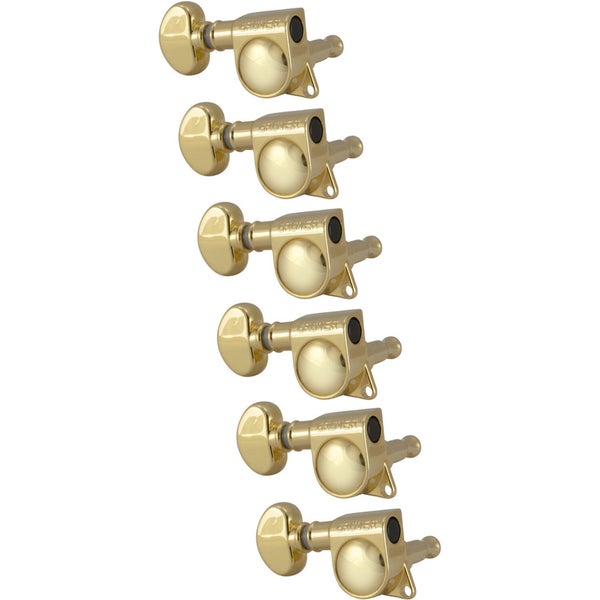 Grover 305 GL6 Mid-Size Rotomatics with Round Button, Gold Gitaar stemmechanieken