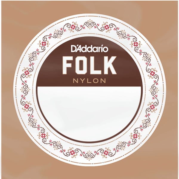 D'Addario BEC028 Folk Nylon Guitar Single String nylonsnaar voor folkgitaar, Clear Nylon, Ball End, .028