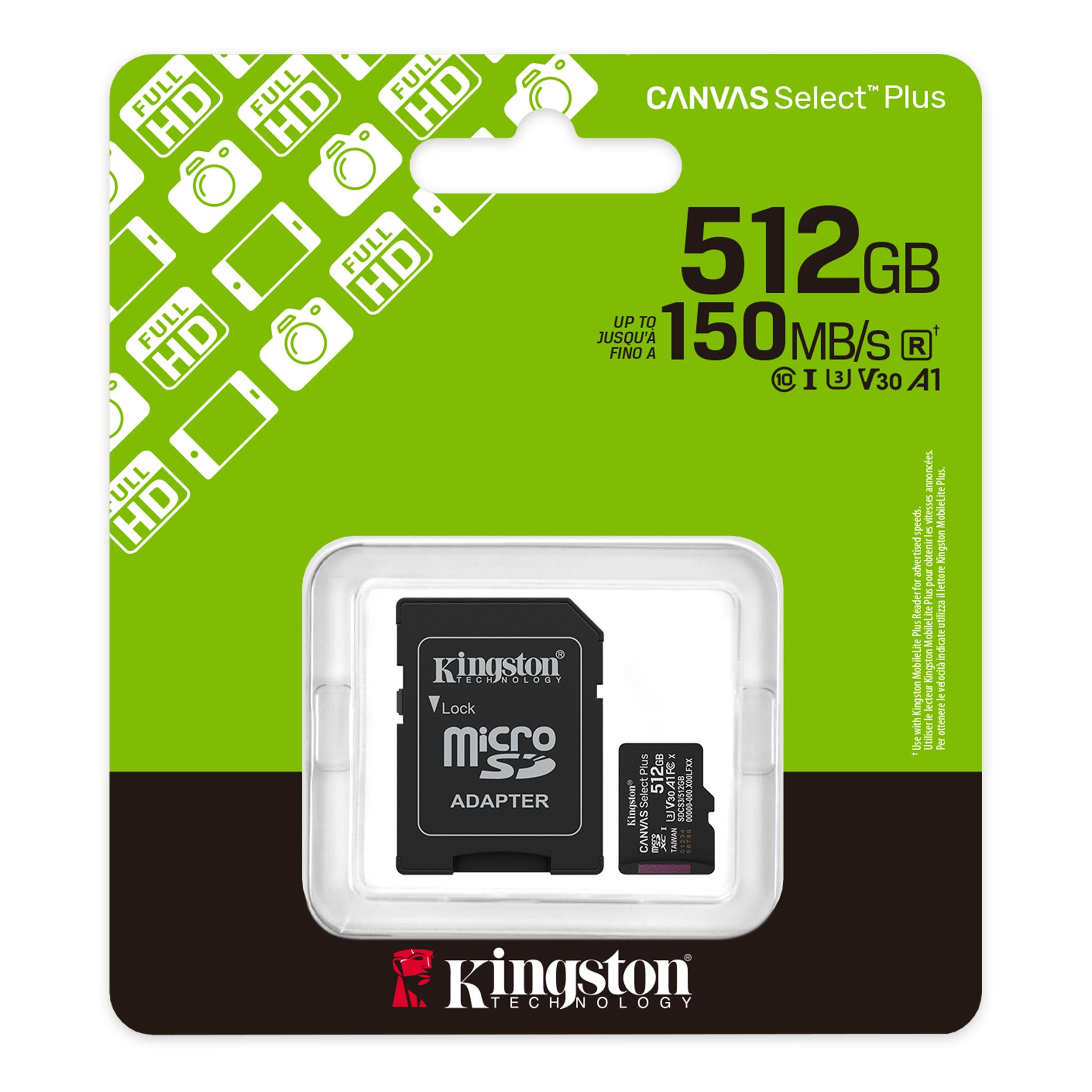 Kingston MicroSD Canvas Select Plus Gen3 512GB + Adapter