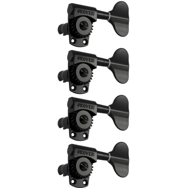 Grover 145BC4 Titan Electric Bass Machine Head, 4-in-Line Basgitaar stemmechanieken set, Black Chrome