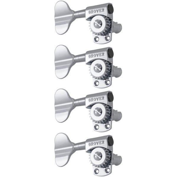 Grover 145CL4 Titan Electric Bass Machine Heads, 4-in-Line Lefthand, Chrome basgitaar stemmechanieken