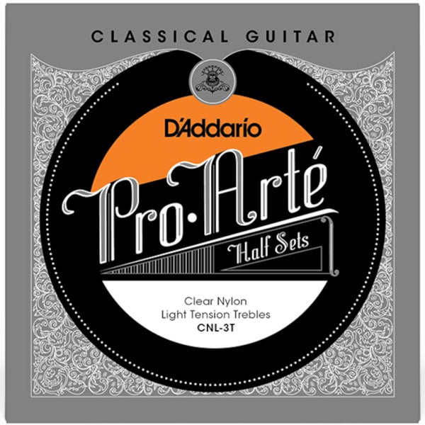 D'Addario CNL-3T Light Tension Treble Half Set, Pro-Arté Nylon klassieke gitaar snaren (3 snaren)