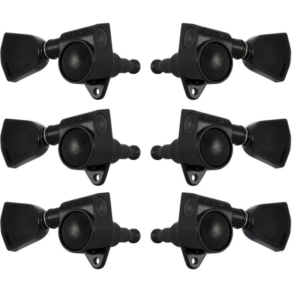 Grover 102BC K Original Rotomatics w Crown Button,3+3,Black Chrome Gitaar stemmechanieken