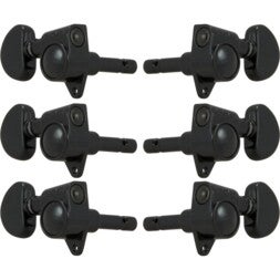 Grover 106BC Locking Rotomatics w Round Button,3+3,Black Chrome Gitaar stemmechanieken