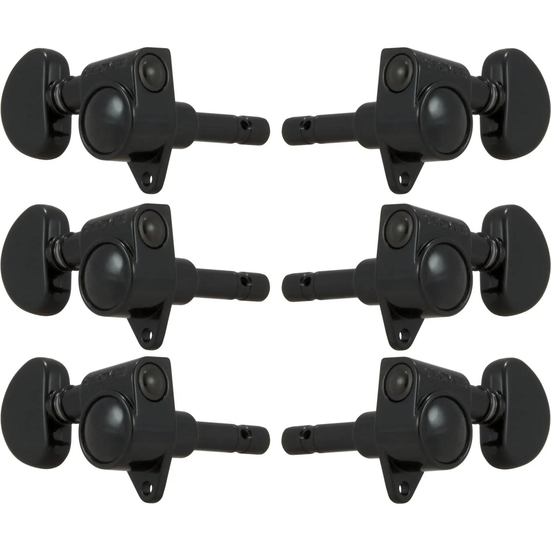 Grover 106BC Locking Rotomatics w Round Button,3+3,Black Chrome Gitaar stemmechanieken