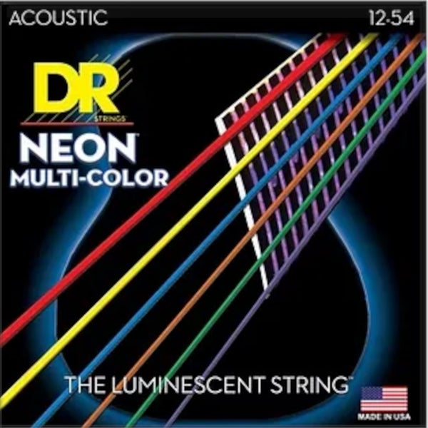 DR Strings NMCA-12 HI-DEF NEON MULTI-COLOR Gecoate akoestische gitaar snaren