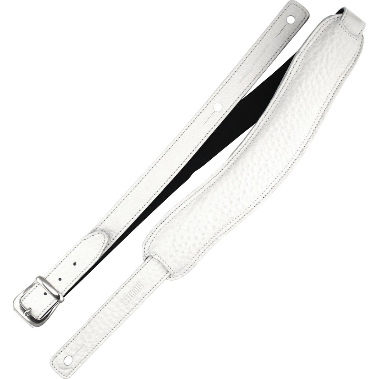 Richter 1018 Beluga White Slim Deluxe Guitar Strap Lederen gitaarband met padding