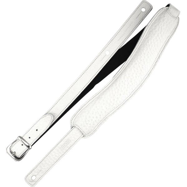 Richter 1018 Beluga White Slim Deluxe Guitar Strap Lederen gitaarband met padding