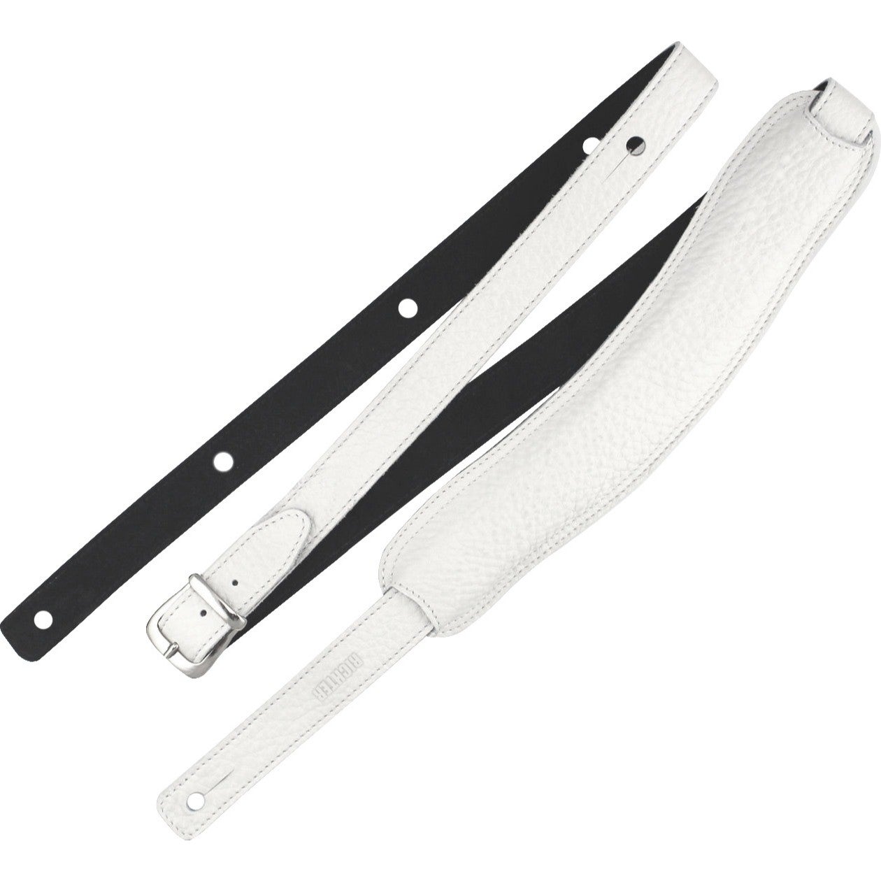 Richter 1019 Beluga White Slim Deluxe XL Guitar Strap Lederen gitaarband met padding
