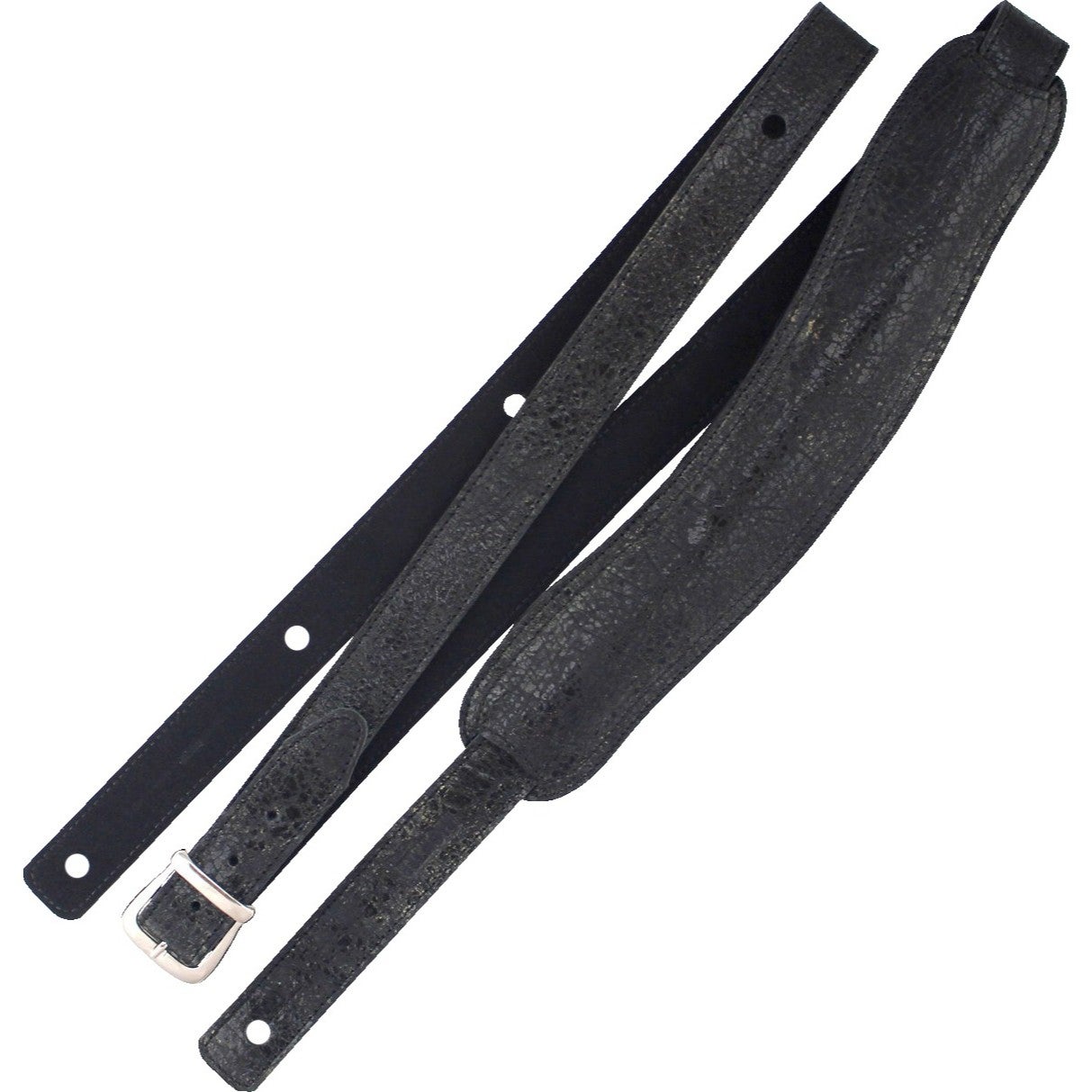 Richter 1041 Worn Black Slim Deluxe XL Guitar Strap Genuine leren gitaarband met padding