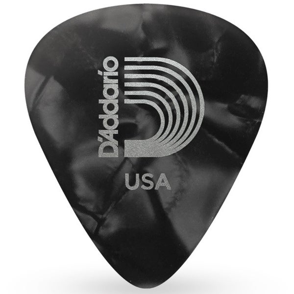 D'Addario 1CBKP7-25 Black Pearl Celluloid Guitar Picks Gitaarplectrums, Extra Heavy (25 stuks)