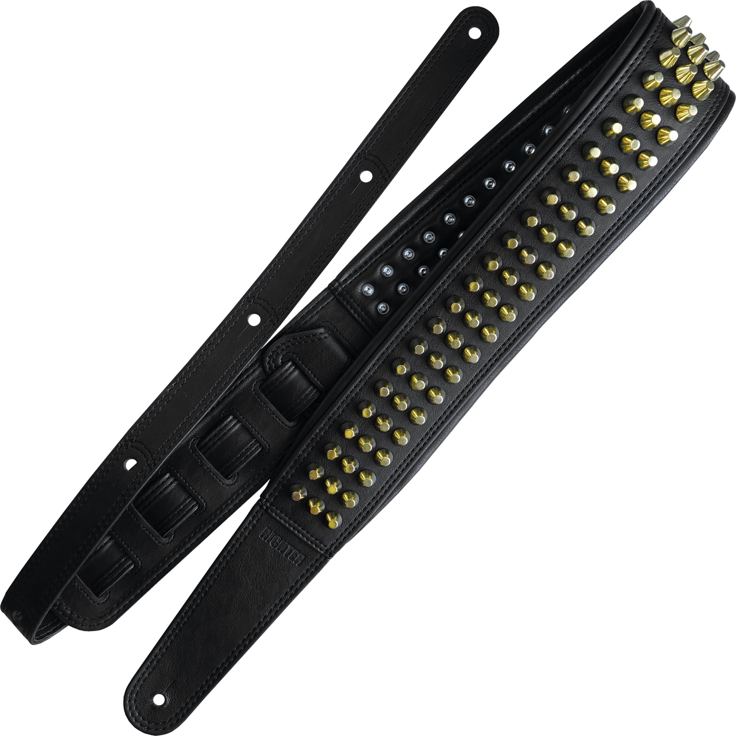 Richter 1954 Black / Golden Pan Head Studs Springbreak I Bling Bling Leren gitaar- en basband