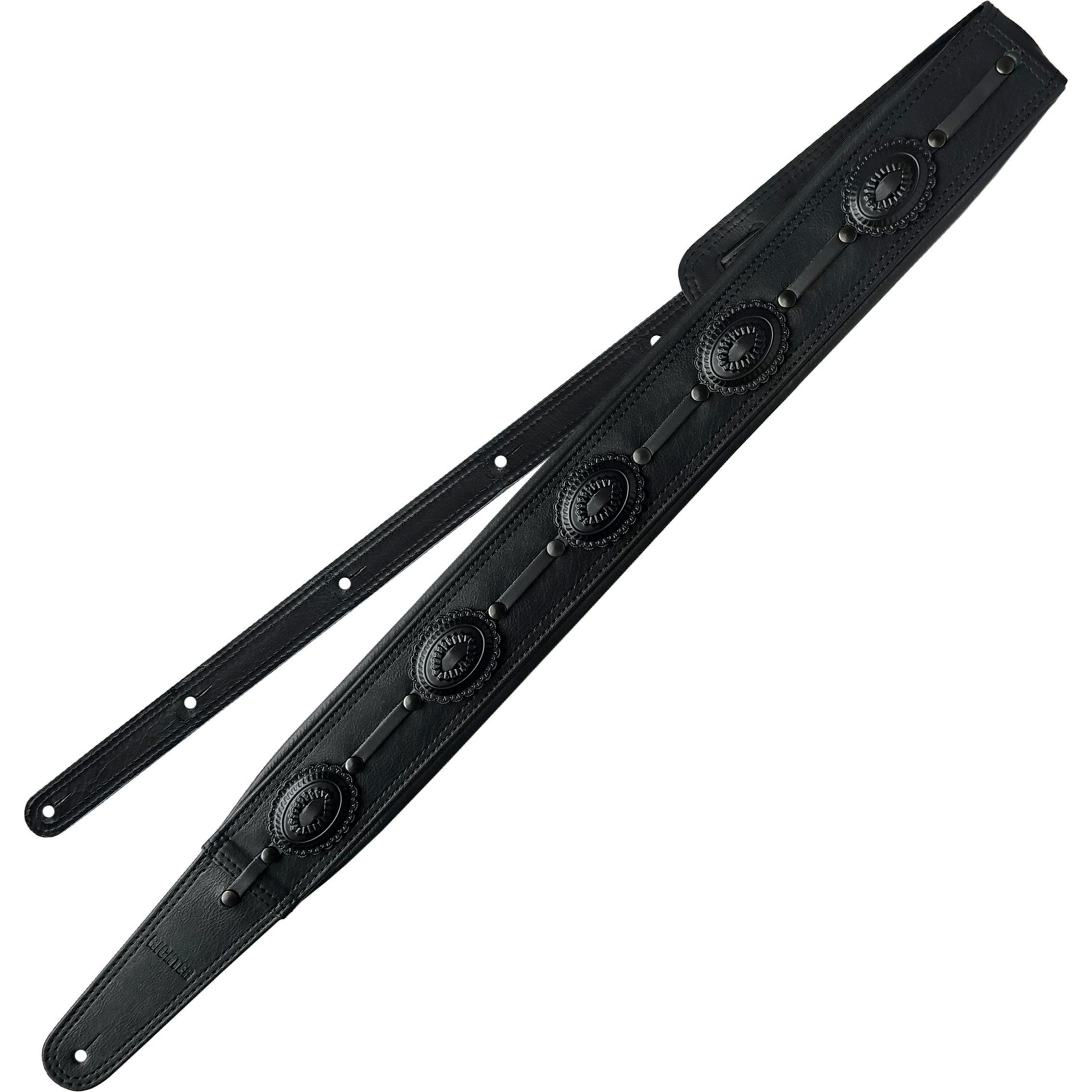 Richter 1972 Black Springbreak I Nappa Guitar Strap Leren gitaarband met padding
