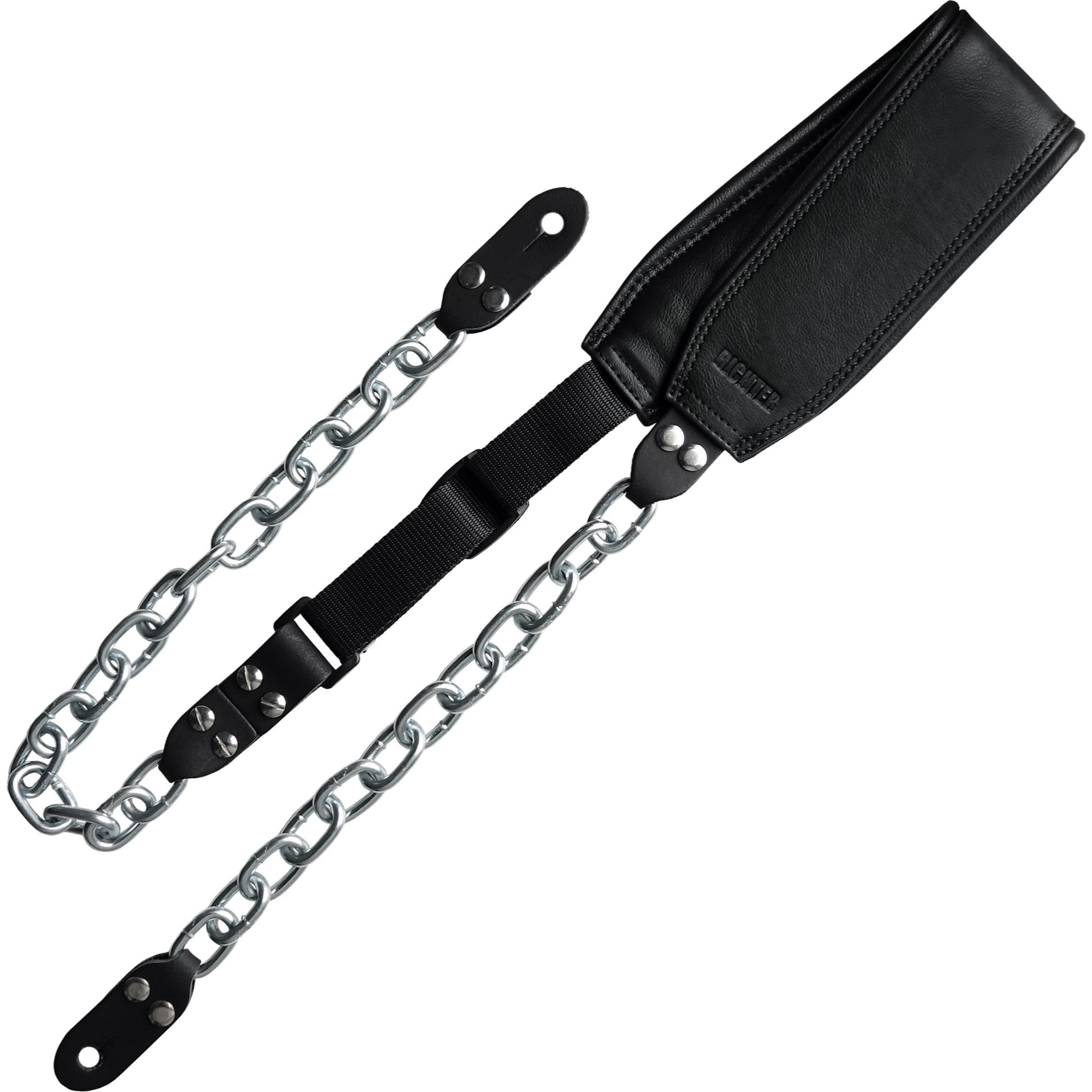 Richter 1951 Black & Silver Succubus Gitaarband met ketting en leren schouderstuk