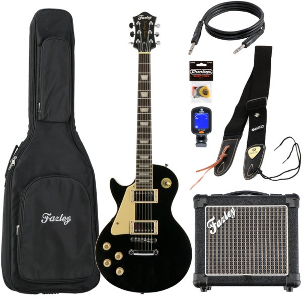Fazley Vintage Series FLP318 Black LH elektrische gitaar starterset