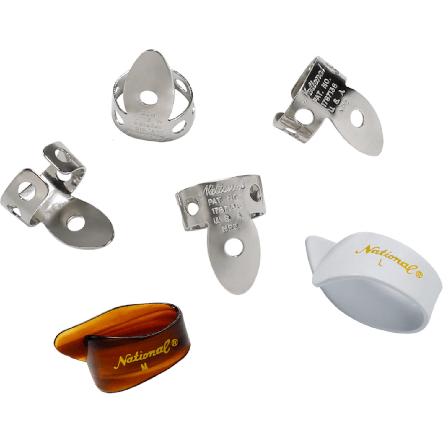 D'Addario NP27T8W-06 National Nickel Finger Pick Bundle Fingerplektrum (6 stycken)