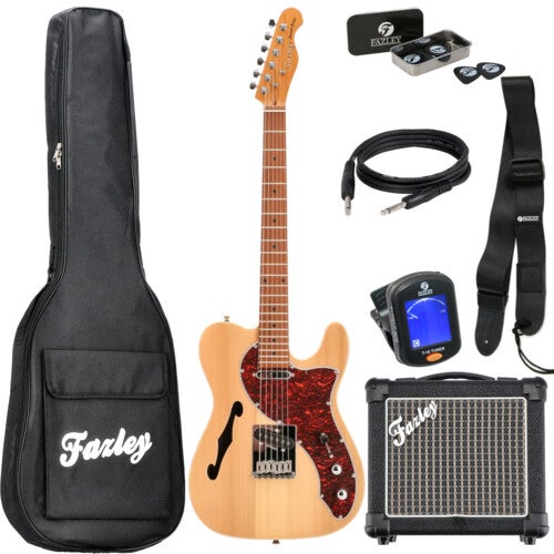 Fazley Sunset Series Tortoise Natural electric guitar starter kit
