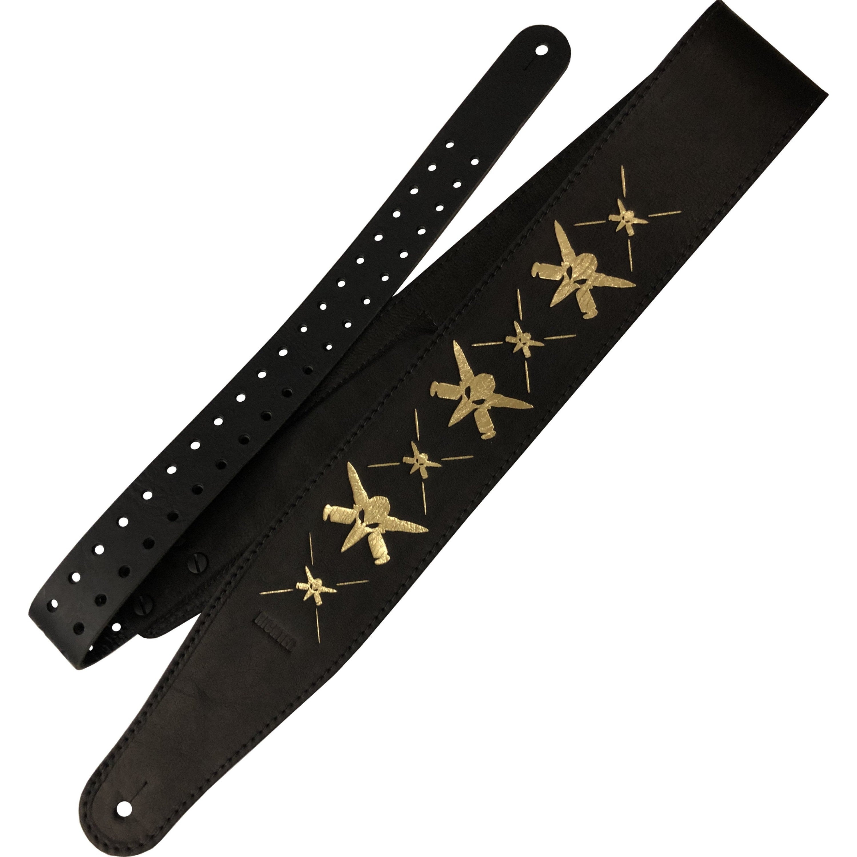 Richter 1505WA-G Black / Gold Genuine leren gitaarband