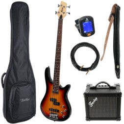 Fazley Modern Series FMB418 Sunburst basgitaar starterset