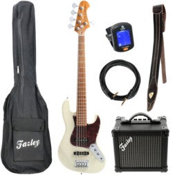 Fazley Sunset Series Jellyfish 5 Olympic White basgitaar starterset