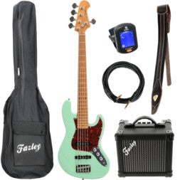 Fazley Sunset Series Jellyfish 5 Surf Green basgitaar starterset
