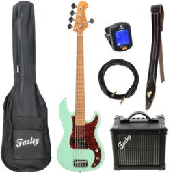 Fazley Sunset Series Piranha 5 Surf Green basgitaar starterset