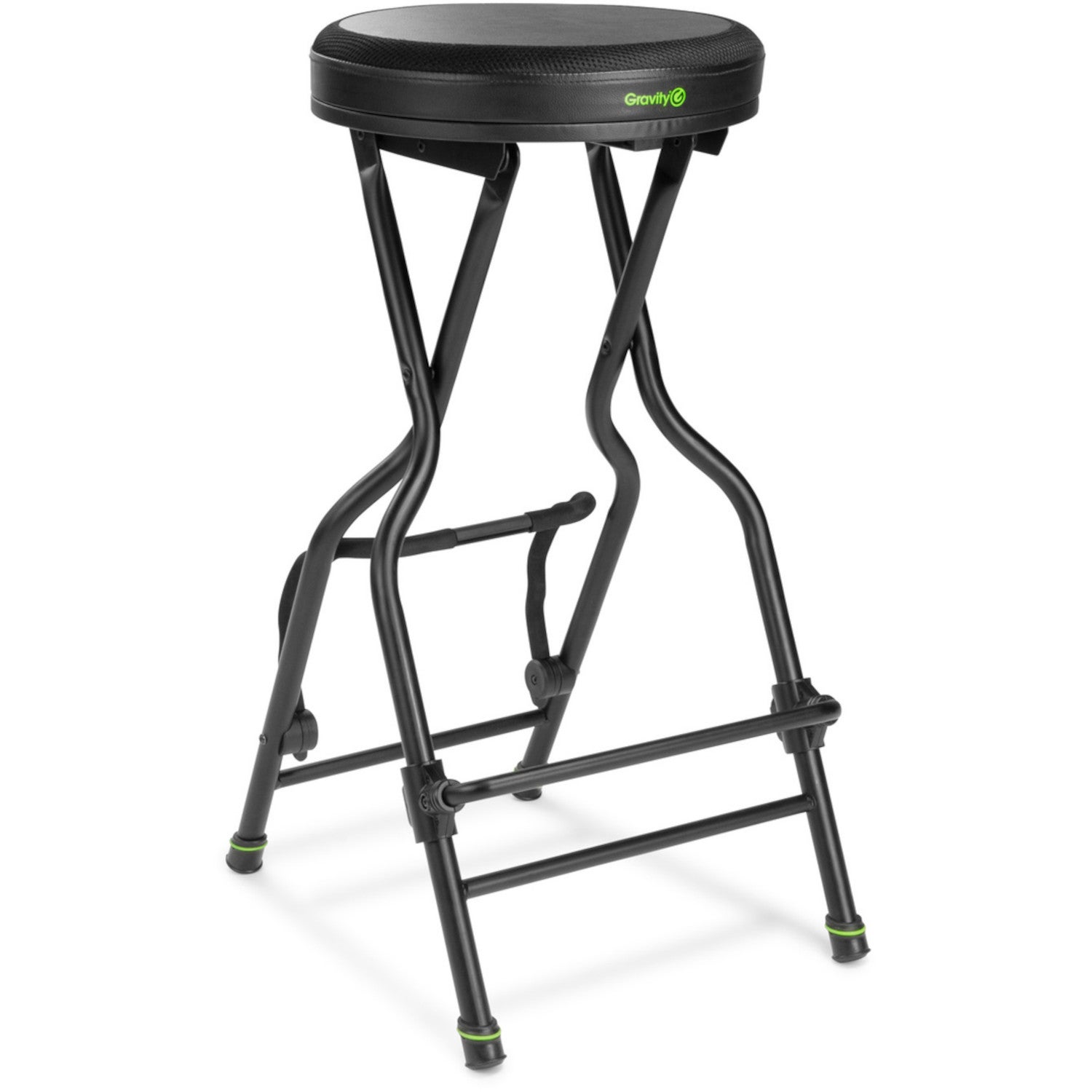 Gravity GFGSEAT1 Musician Seat with Guitar Stand Gitaristenkruk met geïntegreerde gitaarstandaard