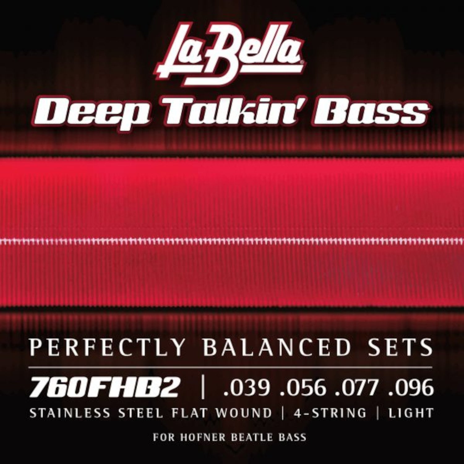 La Bella 760FHB2 Beatle Bass Stainless Steel Flat Wound - 39-96 strängset för basgitarr