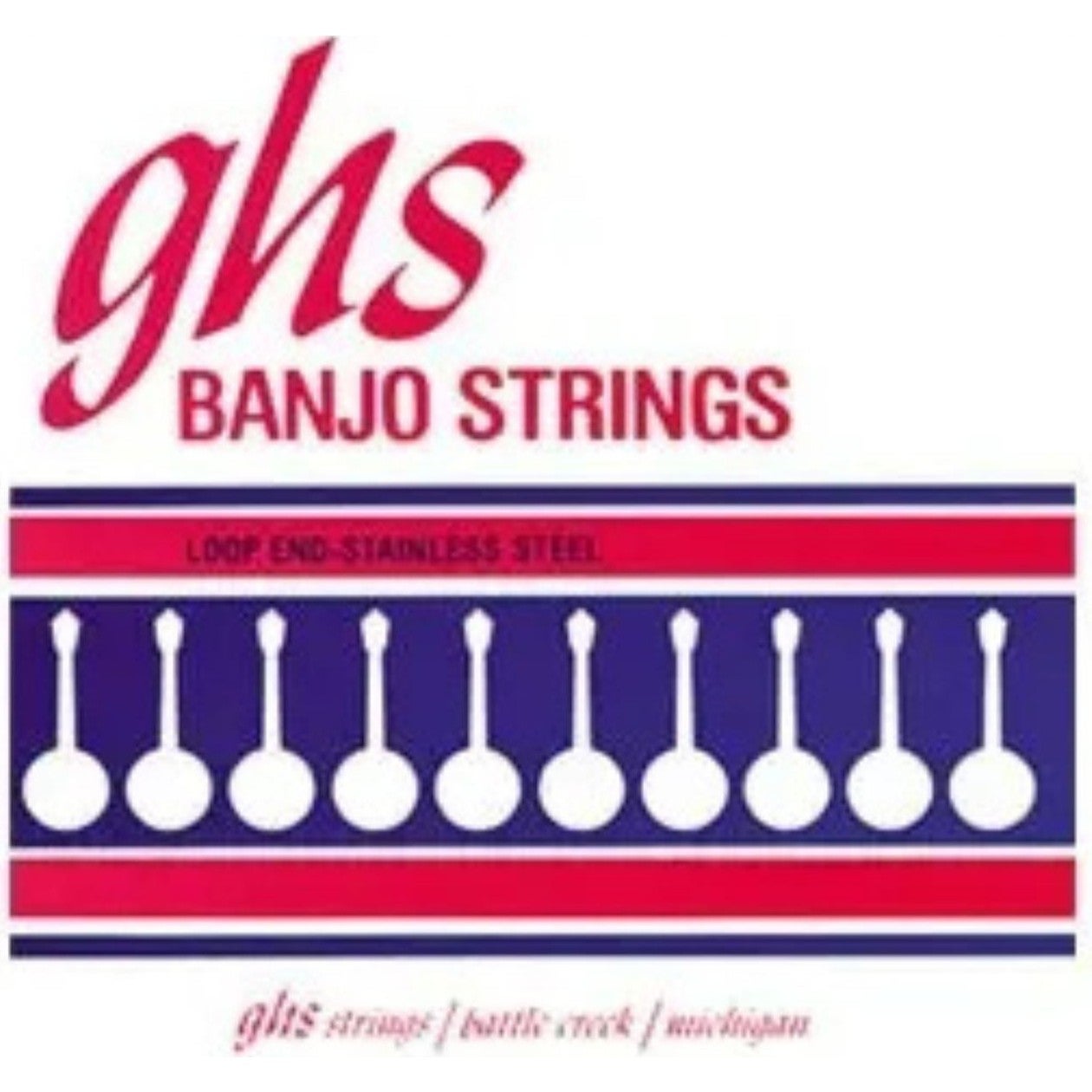 GHS 210 - Banjo String Set, 4-String, Loop End, Tenor, Phosphor Ljus, .009-.028