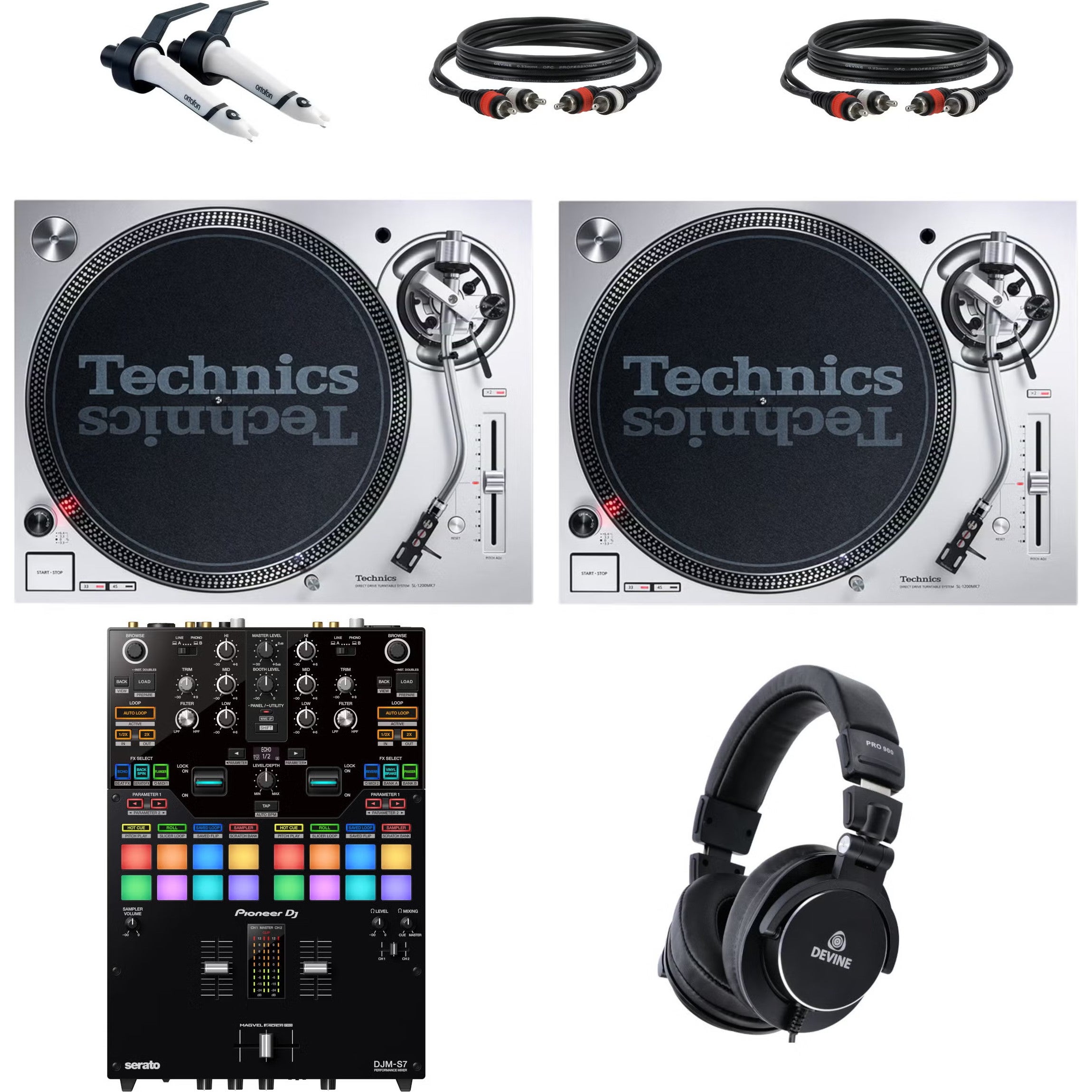 Technics SL-1200MK7 DJ-draaitafel Starterset met Pioneer DJ DJM-S7 mixer