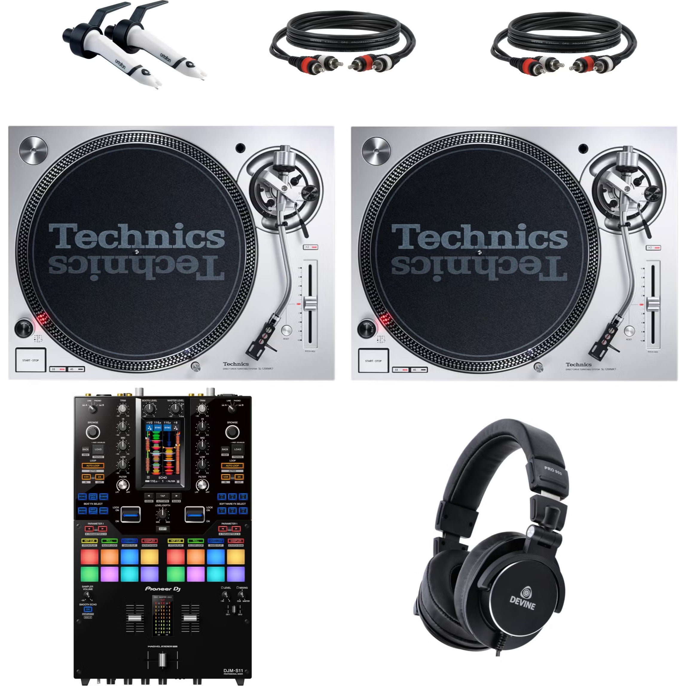 Technics SL-1200MK7 DJ-draaitafel Starterset met Pioneer DJ DJM-S11 mixer