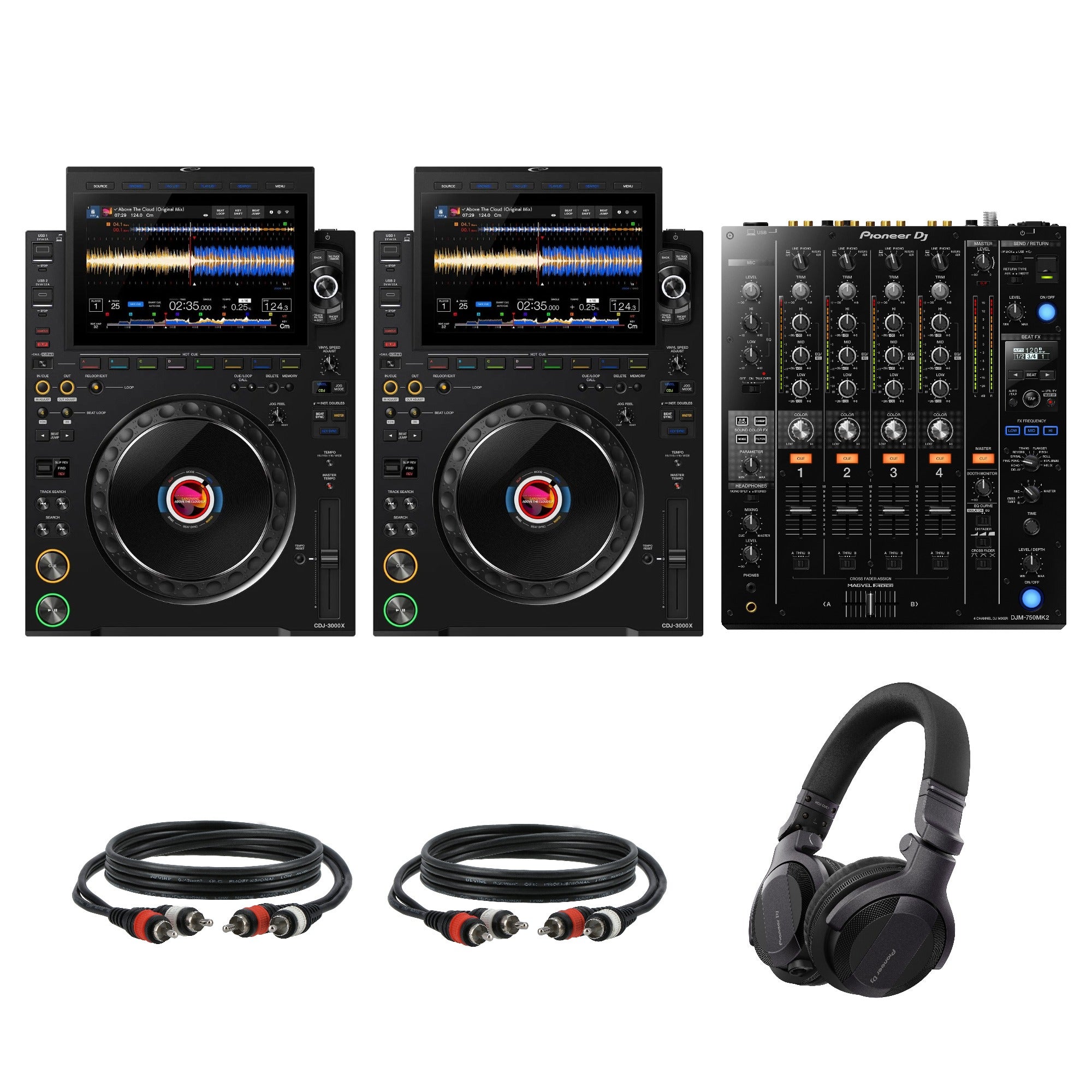AlphaTheta CDJ-3000X DJ Mediaspelers Starterset met Pioneer DJ DJM-750MK2 mixer