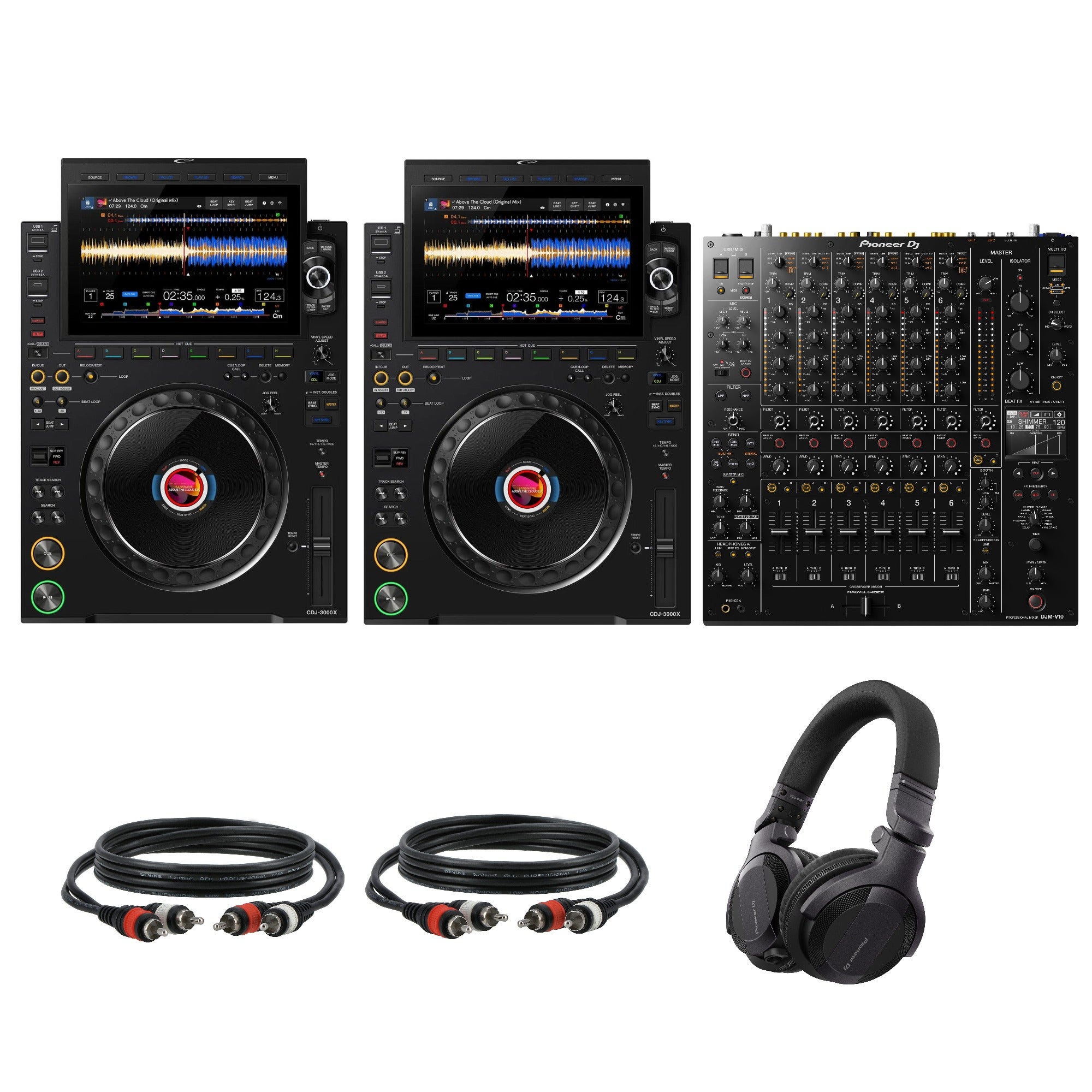AlphaTheta CDJ-3000X DJ Mediaspelers Starterset met Pioneer DJ DJM-V10 mixer