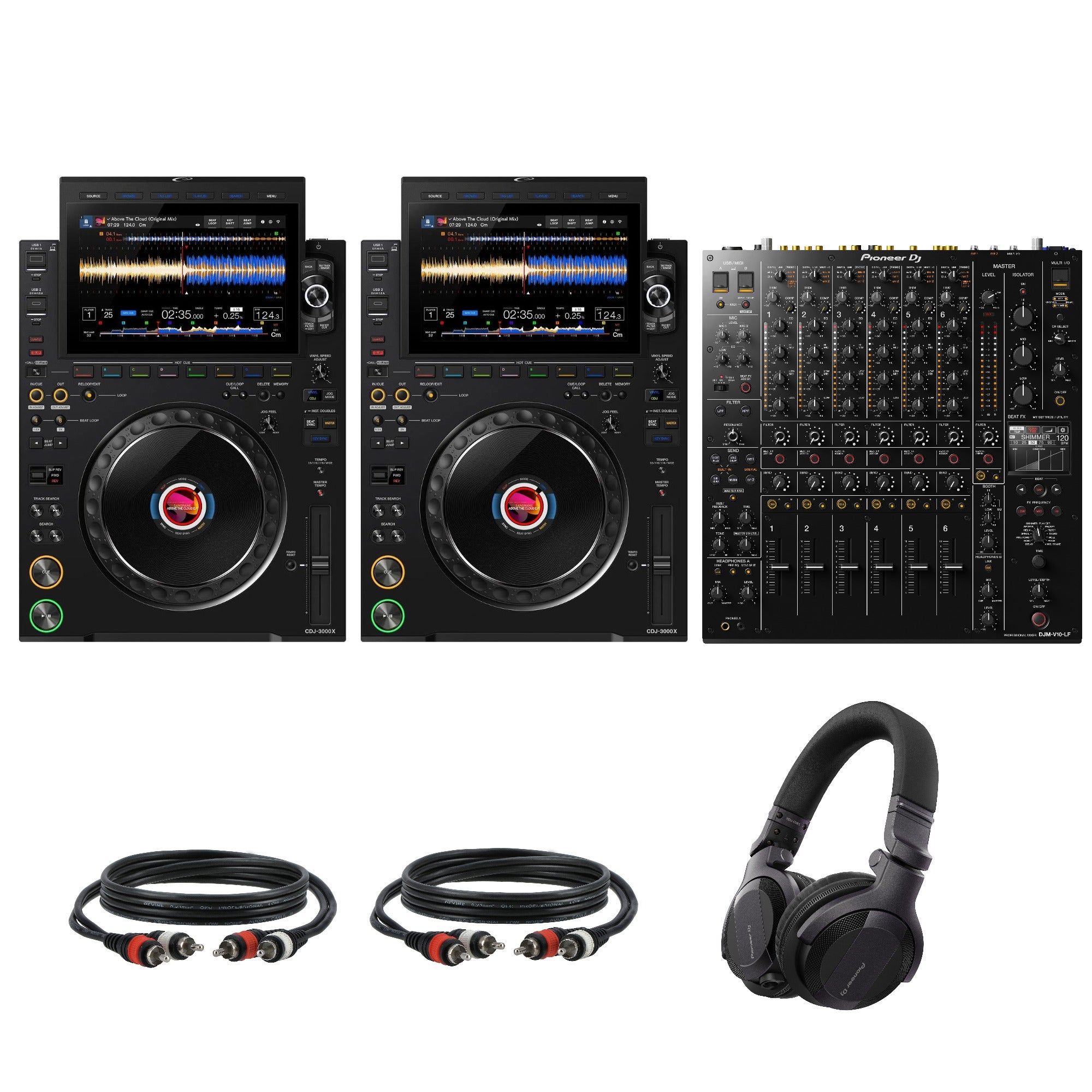 AlphaTheta CDJ-3000X DJ Mediaspelers Starterset met Pioneer DJ DJM-V10-LF mixer