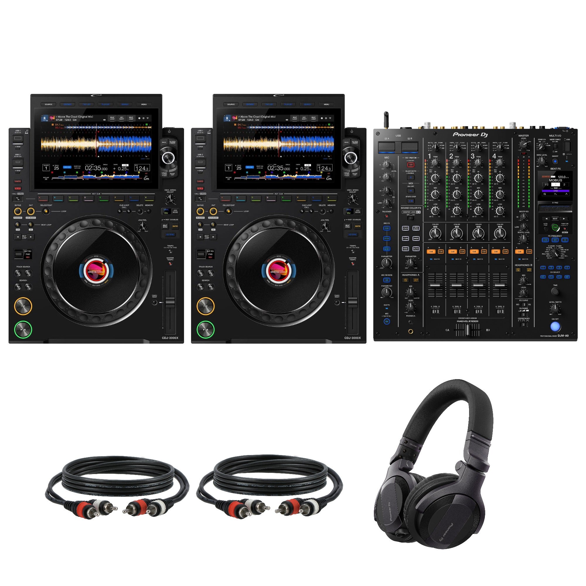 AlphaTheta CDJ-3000X DJ Mediaspelers Starterset met Pioneer DJ DJM-A9 mixer