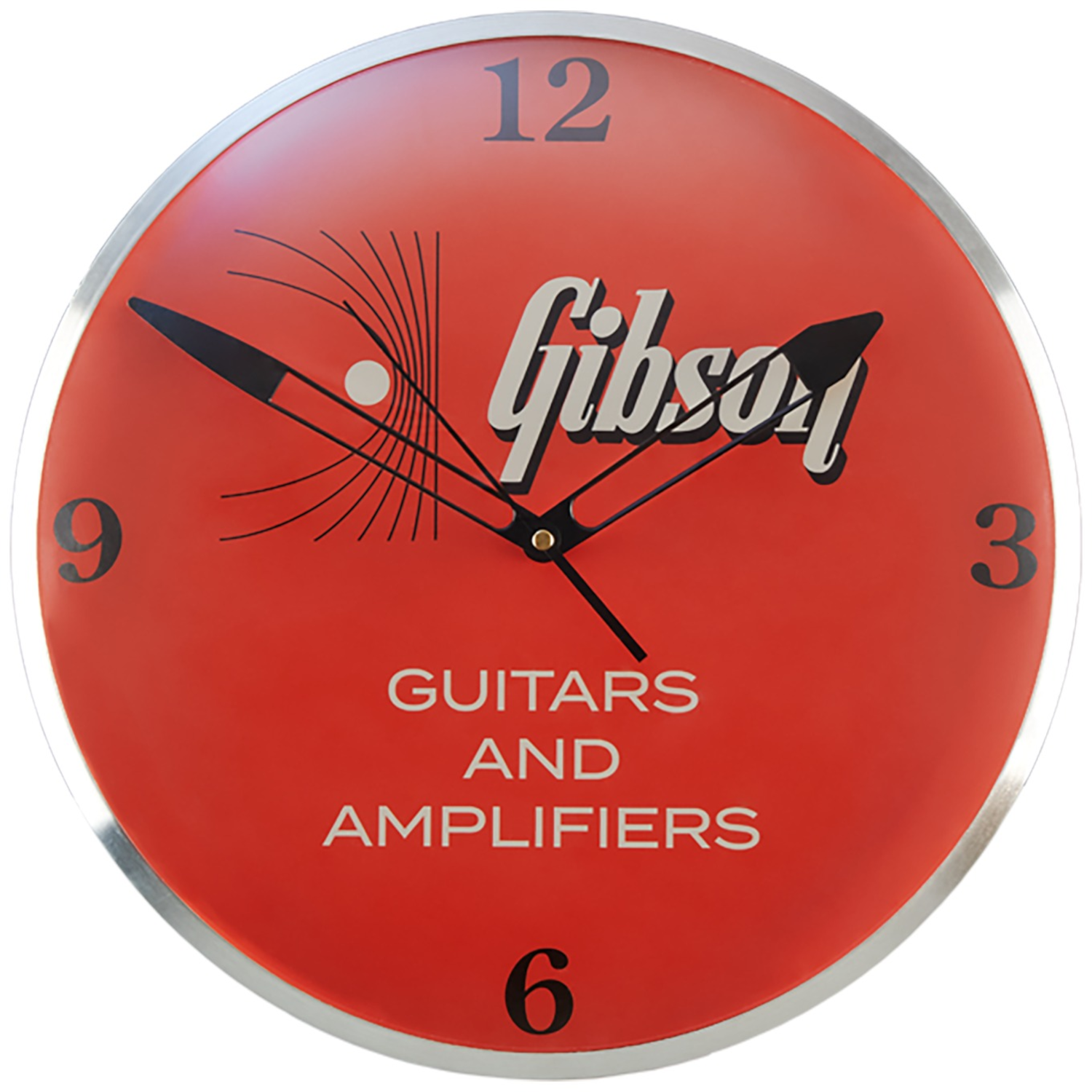 Gibson GA-CLK1 Vintage Lighted Wall Clock Kalamazoo Orange stijl wandklok met logo