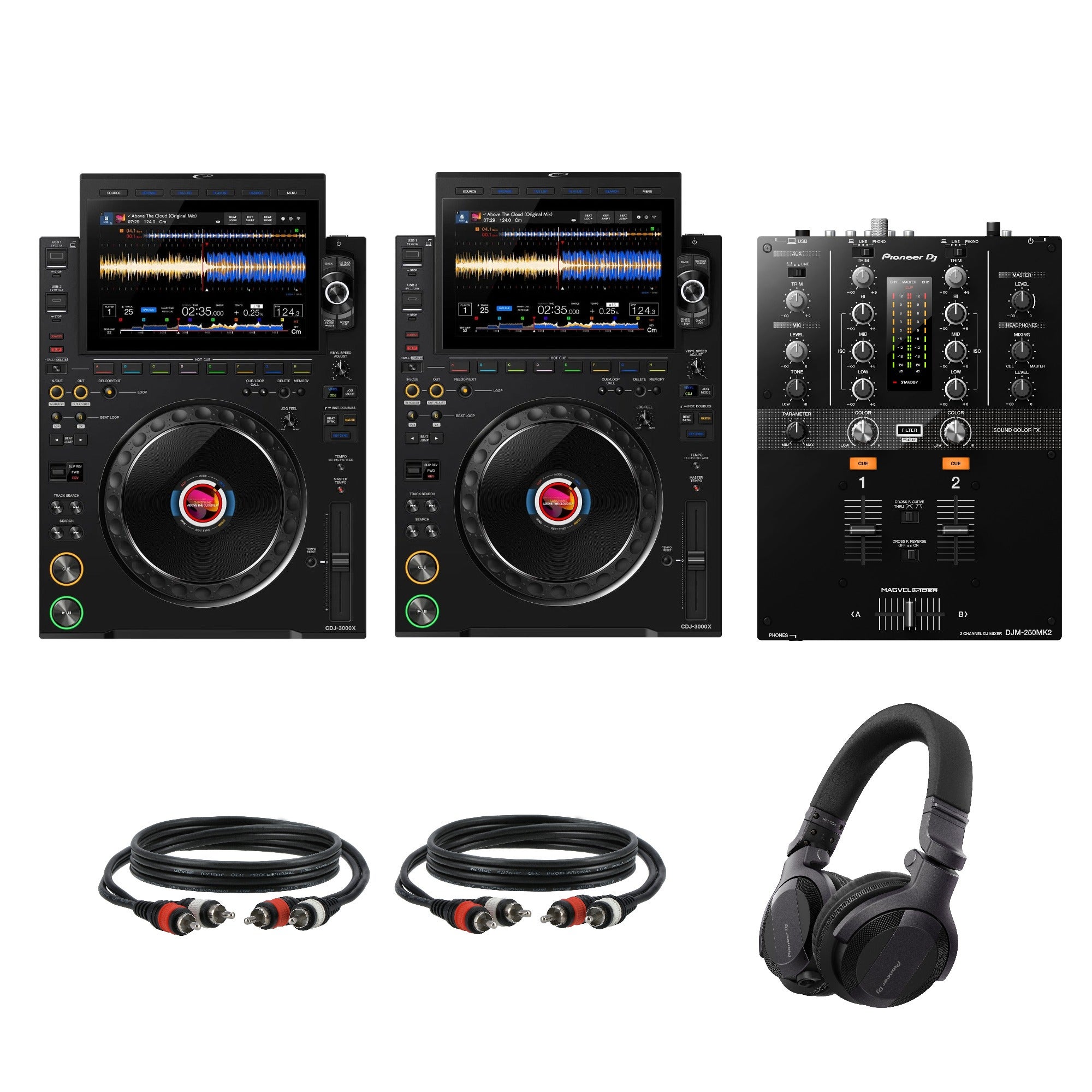 AlphaTheta CDJ-3000X DJ Mediaspelers Starterset met Pioneer DJ DJM-250MK2 mixer