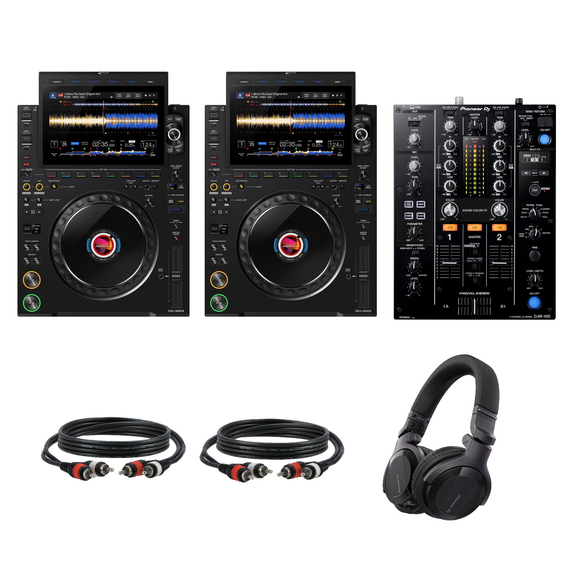 AlphaTheta CDJ-3000X DJ Mediaspelers Starterset met Pioneer DJ DJM-450 mixer