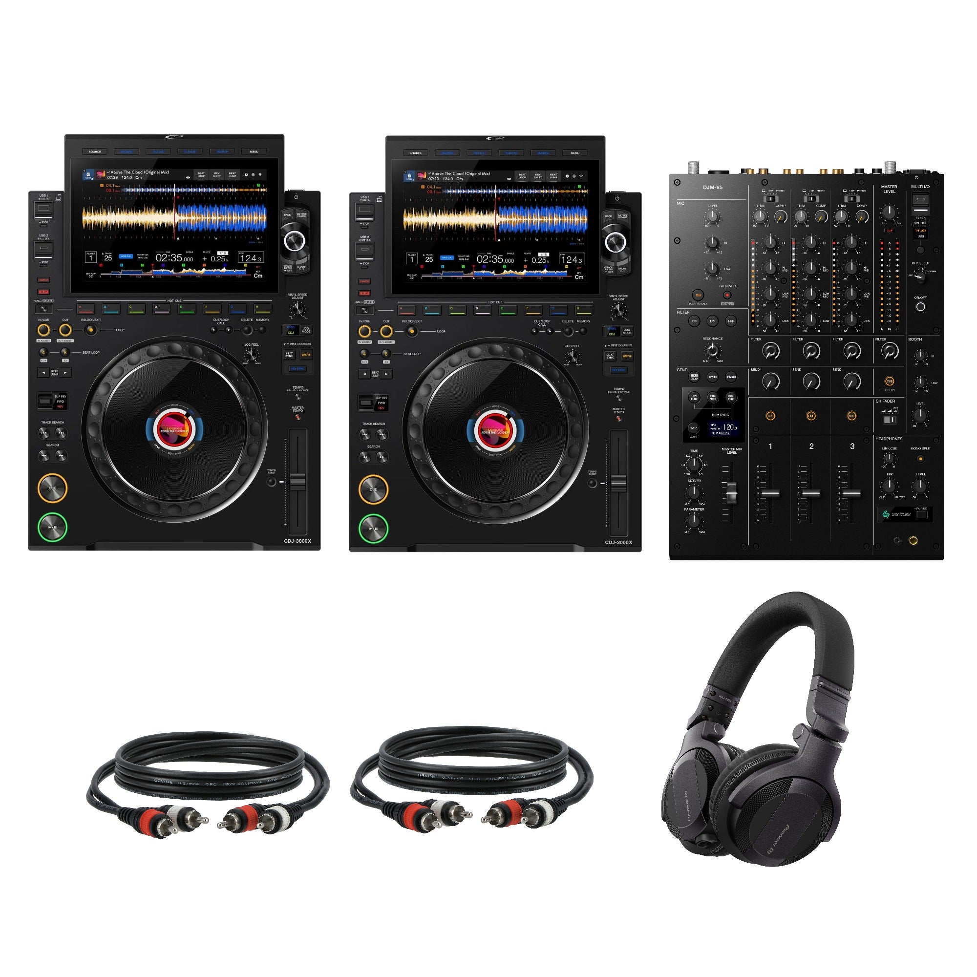 AlphaTheta CDJ-3000X DJ Mediaspelers Starterset met AlphaTheta DJM V5 mixer