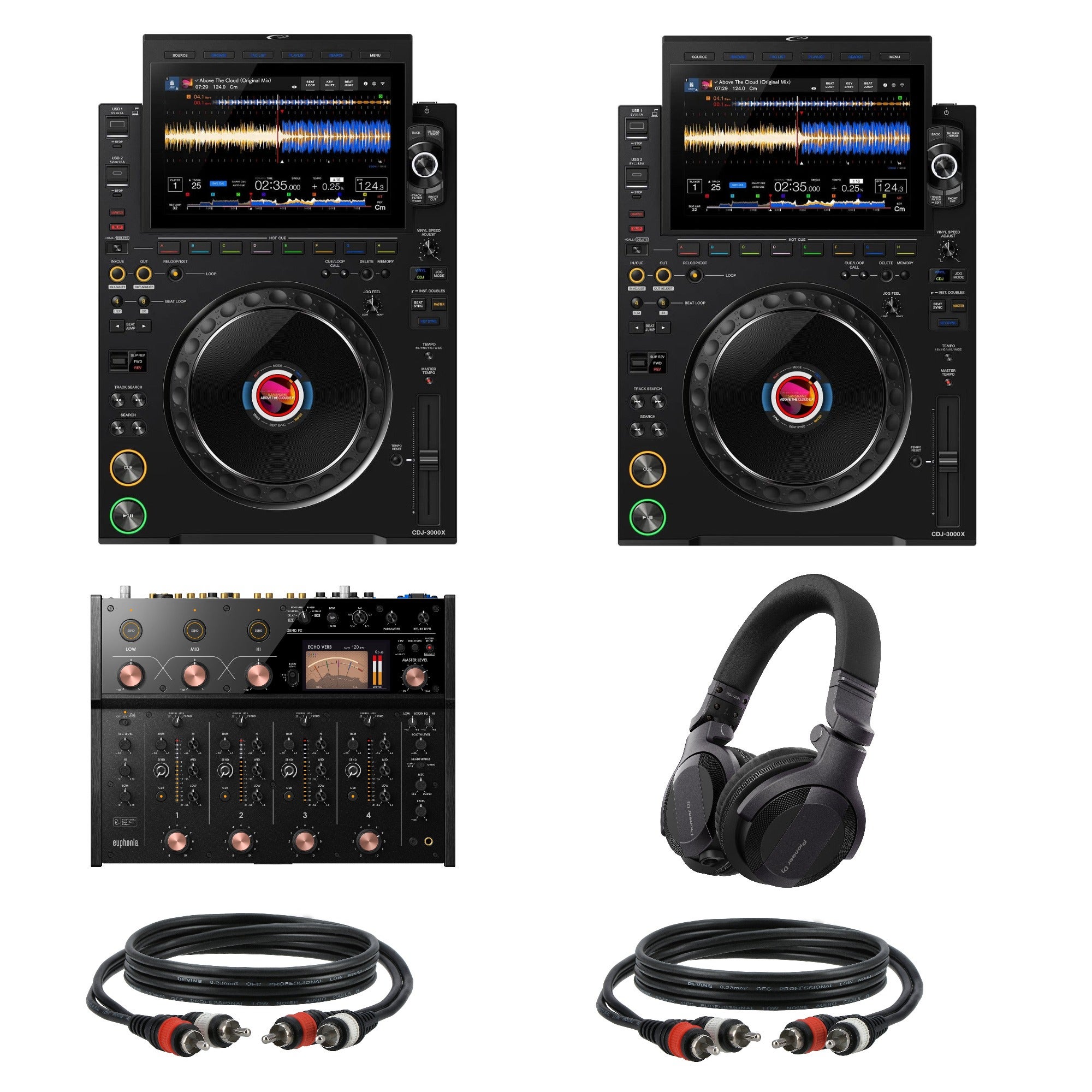 AlphaTheta CDJ-3000X DJ Mediaspelers Starterset met AlphaTheta Euphonia mixer