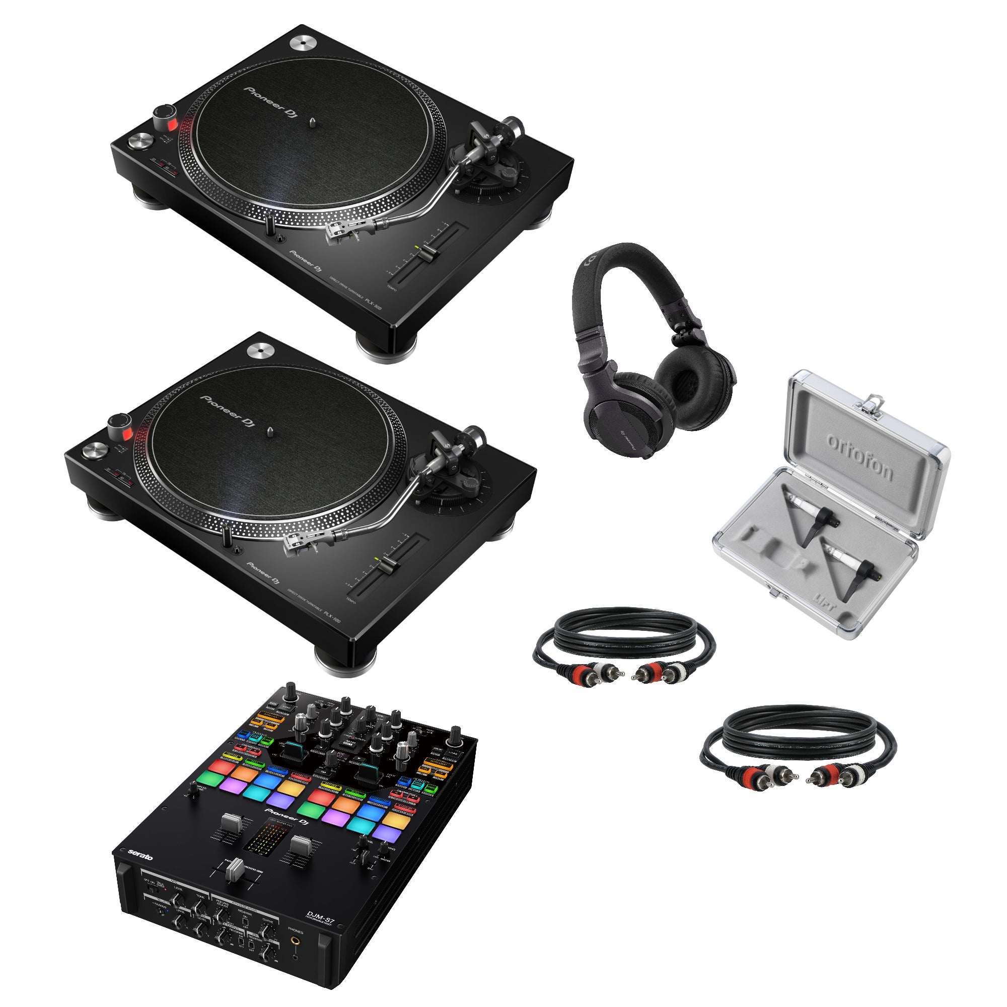 Pioneer DJ PLX-500 DJ-draaitafel Starterset met Pioneer DJ DJM-S7 mixer