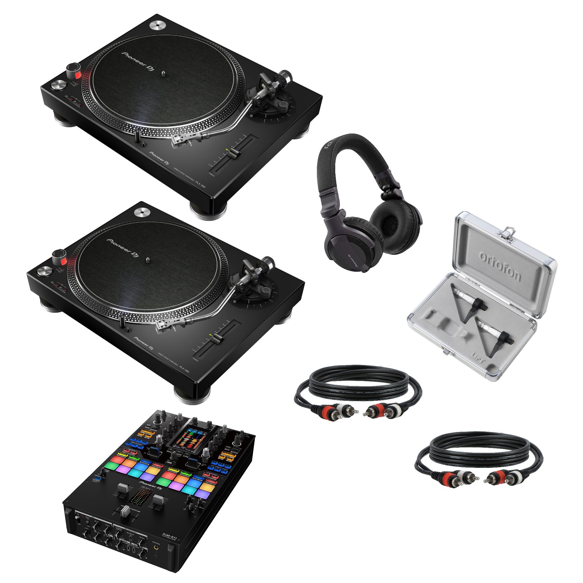 Pioneer DJ PLX-500 DJ-draaitafel Starterset Pioneer DJ DJM-S11 mixer