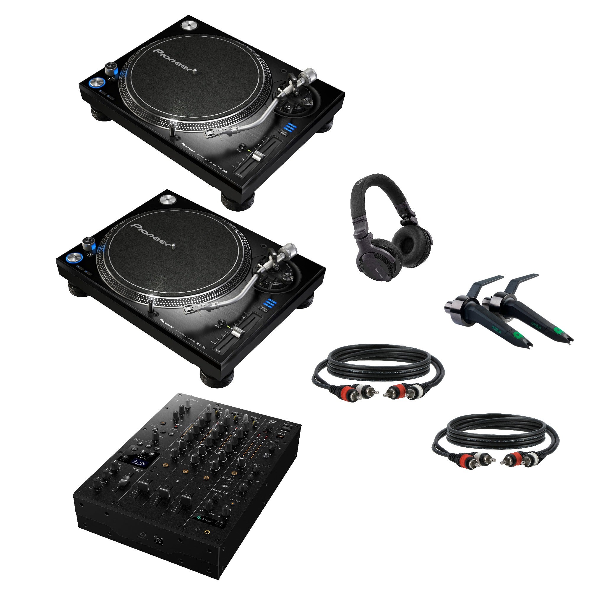 Pioneer DJ PLX-1000 DJ-draaitafel Starterset met AlphaTheta DJM V5 mixer