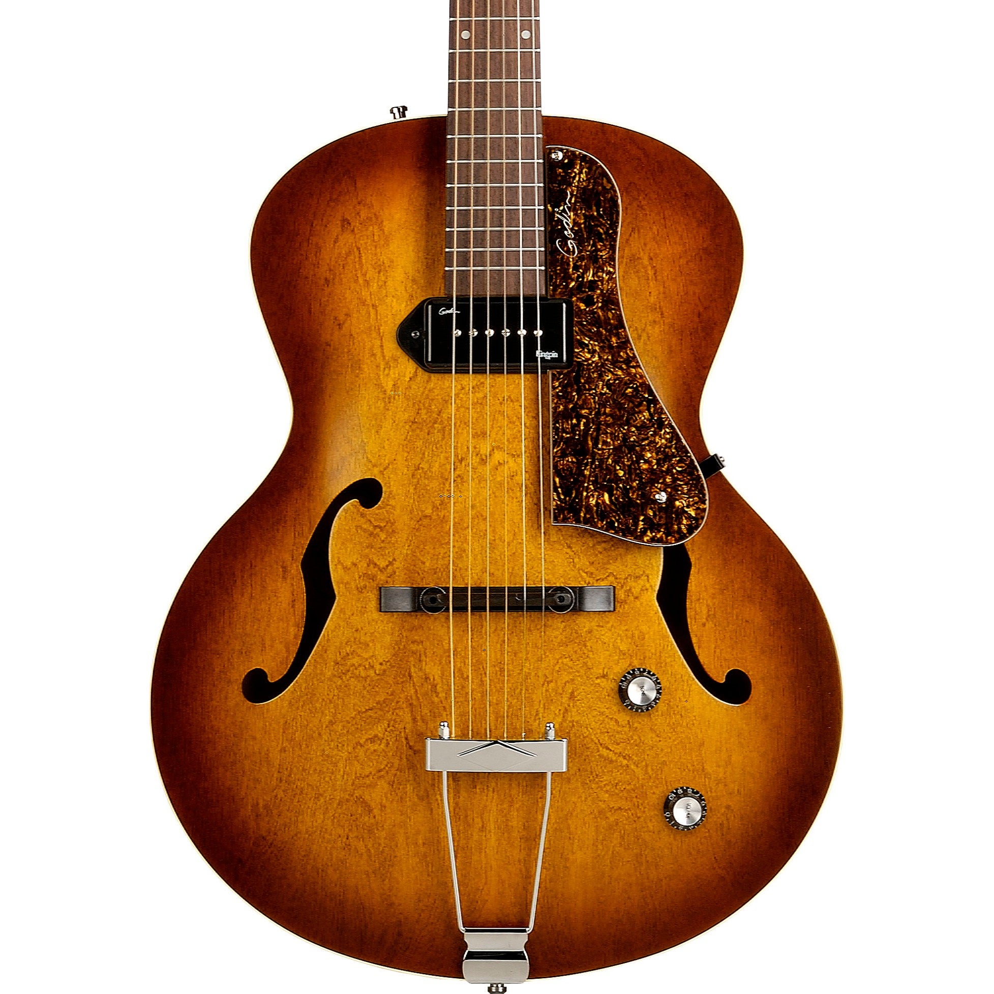 Godin 5th Ave Kingpin P90 Vintage Burst semi-akoestische gitaar