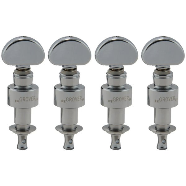 Grover 119C Geared Banjo Pegs with Metal Button - 4 pcs. - Chrome Geared banjo stemsleutels set