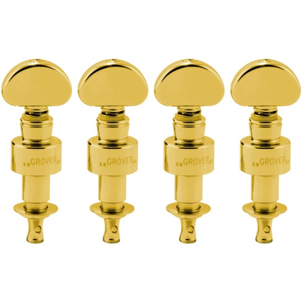 Grover 119G Geared Banjo Pegs with Metal Button - 4 pcs. - Gold Geared banjo stemsleutels set
