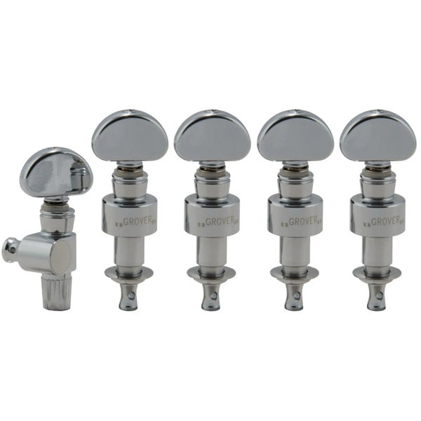 Grover 121C5 Geared Banjo Pegs with Metal Button - 5 pcs. - Chrome Geared banjo stemmechanieken set